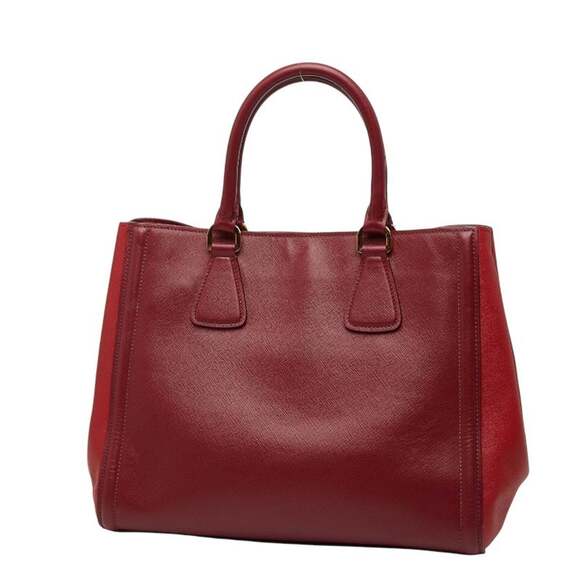 Prada Triangle Logo Plate Handbag/Shoulder Bag, 2-Way, Red Saffiano Leather, ... - Picture 2 of 13